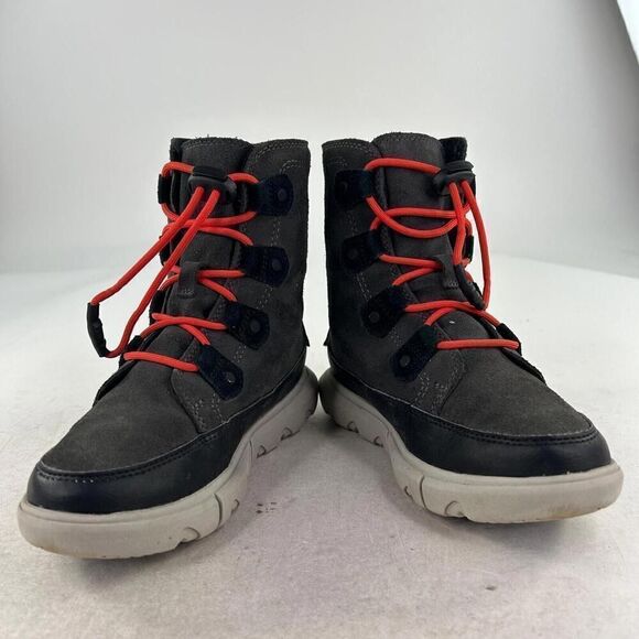 Sorel Kids Explorer Lace Waterproof Boots US 2 Jet Black Fur Winter Boot - Picture 3 of 10